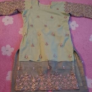 Embellished Kids Top in Green